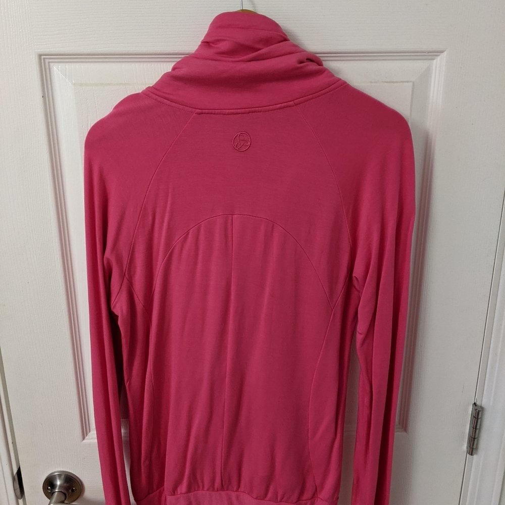 Orb cowl neck zip front sweater